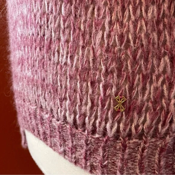 Maud Women’s Maja Knit Oversized Purple Open Weave Mohair Blend Italian Sweater - Picture 5 of 7